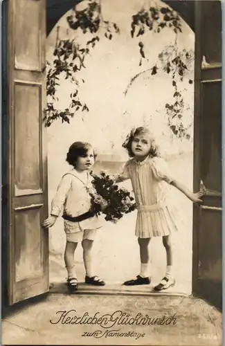 14018 -  - Herzlichen Glückwunsch zum Namenstage - gelaufen 1917