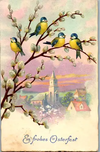 14028 -  - Ein frohes Osterfest , Meisen - gelaufen