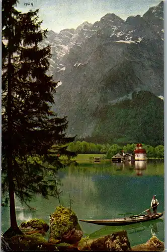 14063 - Deutschland - Berchtesgaden , Königsee mit Sankt Bartholomä - gelaufen 1909