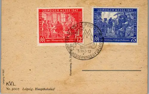 14078 - Deutschland - Leipzig , Hauptbahnhof , Sonderstempel , Sondermarke - nicht gelaufen 1947