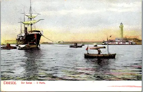 14080 - Italien - Triest , Der Hafen , Il Porto - gelaufen