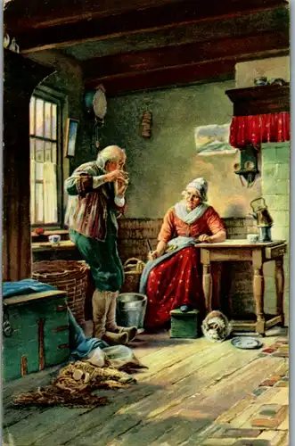 14127 - Künstlerarte - Feierabend , Ferdinand Julius Fagerlin - nicht gelaufen