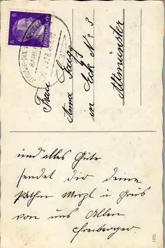 14149 -  - Herzliche Glückwünsche zum Namenstage  , Bahnpost Stempel , Attnang Puchheim - Selzthal - gelaufen 1942