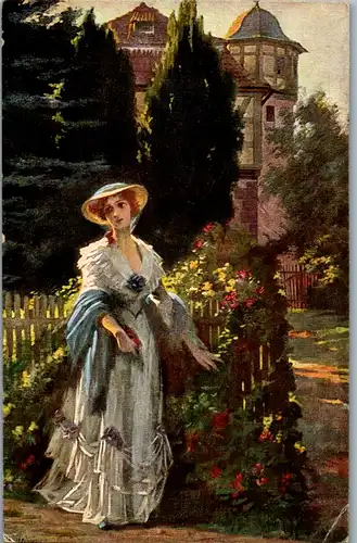 14198 - Künstlerkarte - In der Abendsonne , Hans Volkmer , Stempel , Militärpflege - gelaufen 1907