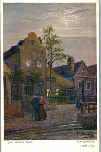 14256 - Künstlerkarte - Sommernacht , Nuit d'ete , signiert Jos. Straka - nicht gelaufen