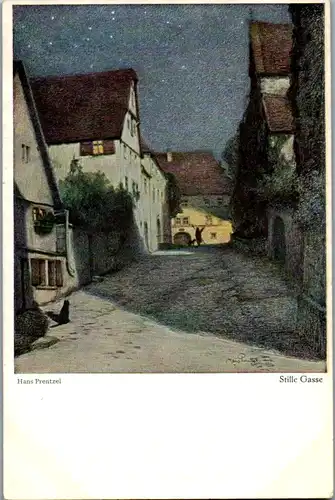 14258 - Künstlerkarte - Stille Gasse , signiert Hans Prentzel - nicht gelaufen