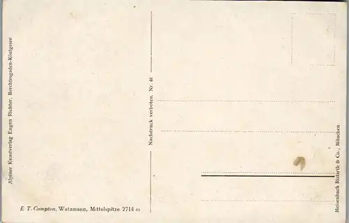 14265 - Künstlerkarte - Watzmann Mittelspitze , signiert E. T. Compton - nicht gelaufen