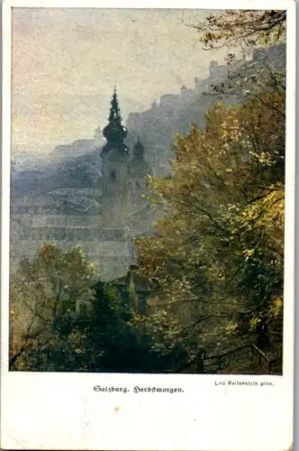 14266 - Künstlerkarte - Salzburg Herbstmorgen , signiert Leo Reifenstein - gelaufen 1918