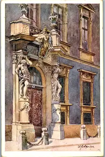 14270 - Künstlerkarte - Wien , Barockportal Liechtensteinpalais , signiert Eduard Ferdinand Hofecker - gelaufen 1914