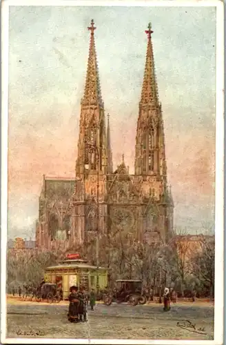 14285 - Künstlerkarte - Wien , Votivkirche , signiert Erwin Pendl - gelaufen 1917