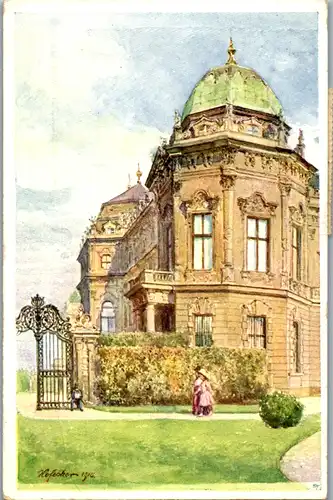 14289 - Künstlerkarte - Wien , Schloß Belvedere , signiert Eduard Ferdinand Hofecker - gelaufen 1920