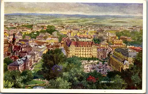 14294 - Künstlerkarte - Baden bei Wien , Panorama - gelaufen 1929