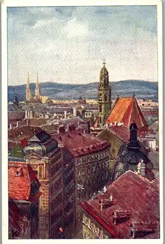 14295 - Künstlerkarte - Wien , Turmblick , signiert - gelaufen 1918