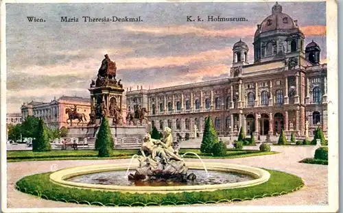 14300 - Künstlerkarte - Wien , Maria Theresia Denkmal , K. k. Hofmuseum - gelaufen 1920