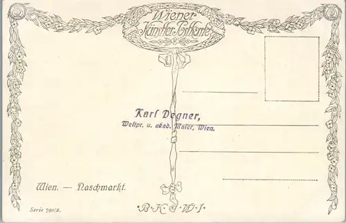 14304 - Künstlerkarte - Wien , Naschmarkt , signiert Hans Götzinger - nicht gelaufen