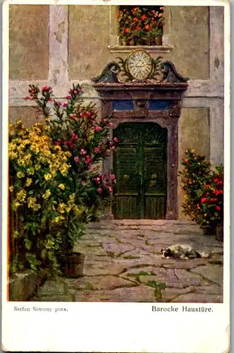 14315 - Künstlerkarte - Barocke Haustüre , signiert Stefan Simony - gelaufen 1916