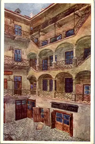 14322 - Künstlerkarte - Wien , Attwiener Hof , Fleischmarkt Nr. 17 , signiert Marie Arnsburg - nicht gelaufen