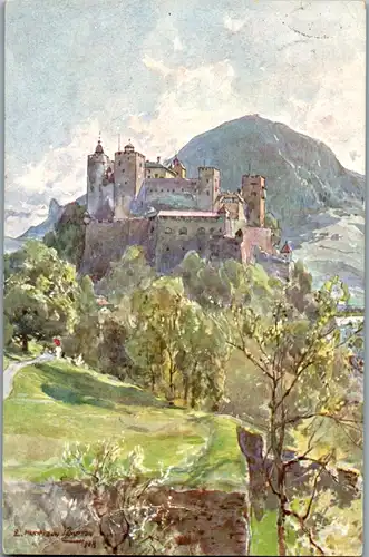 14331 - Künstlerkarte - Hohensalzburg , signiert Compton - gelaufen 1908