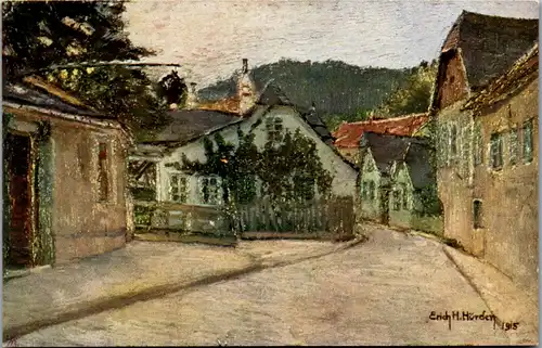 14333 - Künstlerkarte - Im Weinbauernlandl , signiert Erich Hlavacek Hürden - nicht gelaufen