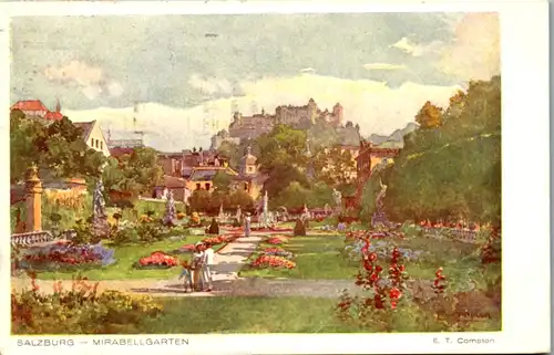 14340 - Künstlerkarte - Salzburg , Mirabellgarten , signiert E. T. Compton - gelaufen 1930