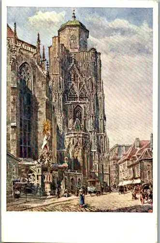 14351 - Künstlerkarte - Wien , Stefanskirche , unausgebauter Turm , signiert Eduard Ferdinand Hofecker - nicht gelaufen