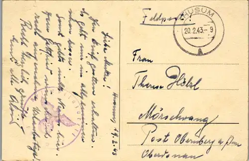 14386 - Deutschland - Husum , Ludwig Nissen Haus , Feldpost - gelaufen 1943