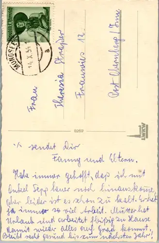 14415 -  - Herzliche Namenstagsgrüße und Wünsche - gelaufen 1954
