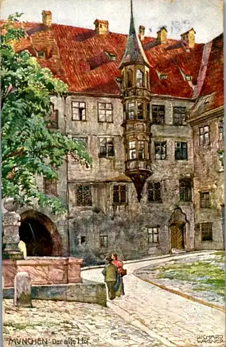 14435 - Künstlerkarte - München , Der alte Hof , signiert Richard Wagner - gelaufen 1911