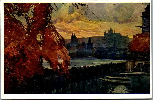 14438 - Künstlerkarte - Praha , Prag , Mala strana a Hradcany , signiert - gelaufen 1927