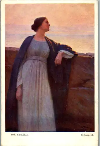 14442 - Künstlerkarte - Sehnsucht , signiert Josef Straka - nicht gelaufen