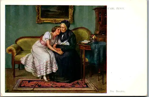 14448 - Künstlerkarte - Die Beichte , signiert Carl Zewy - nicht gelaufen