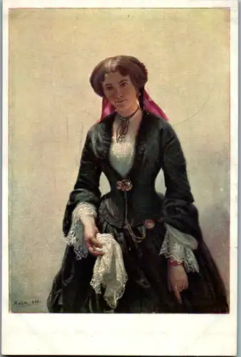 14464 - Künstlerkarte - Gemälde Bertha Schlatter , signiert Rudolf Koller 1855 - nicht gelaufen
