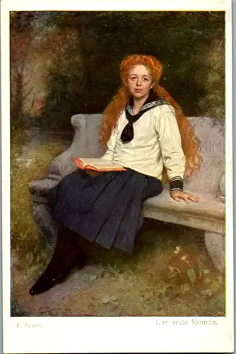 14472 - Künstlerkarte - Der erste Roman , signiert F. Ferari - nicht gelaufen