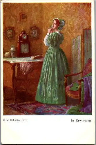 14477 - Künstlerkarte - In Erwartung , C. M. Schuster - nicht gelaufen