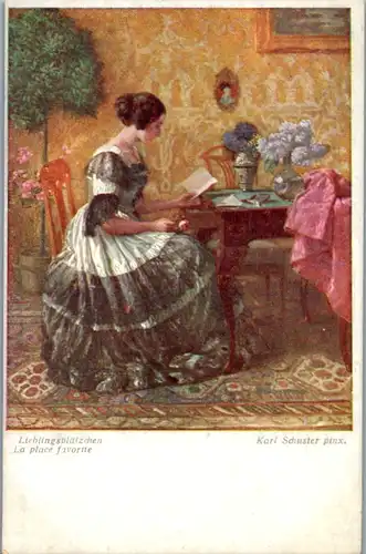 14481 - Künstlerkarte - Lieblingsplätzchen , La place favorite , Karl Schuster - nicht gelaufen
