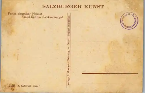 14483 - Künstlerkarte - Fuschl See im Salzkammergut , signiert F. Kulstrunk , Perlen deutscher Heimat - nicht gelaufen