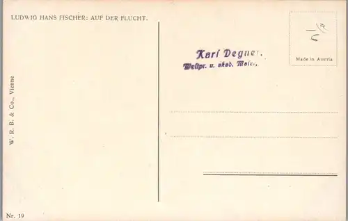 14509 - Künstlerkarte - Auf der Flucht , signiert Ludwig Hans Fischer - nicht gelaufen