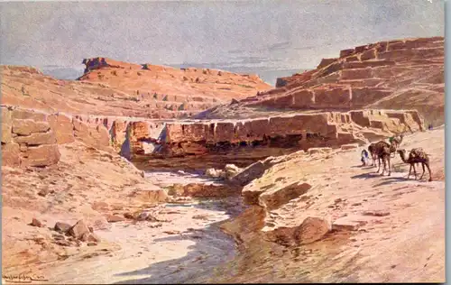 14512 - Künstlerkarte - Arabische Wüste bei Kairo , signiert Ludwig Hans Fischer - nicht gelaufen