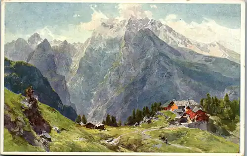 14517 - Künstlerkarte - Priesberg gegen Watzmann , signiert E. T. Compton - nicht gelaufen