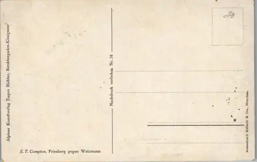 14517 - Künstlerkarte - Priesberg gegen Watzmann , signiert E. T. Compton - nicht gelaufen