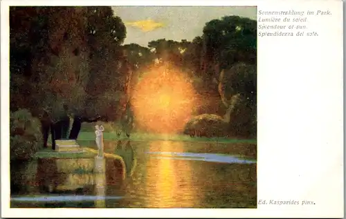 14535 - Künstlerkarte - Sonnenstrahlung im Park , Lumiere du soleil , Eduard Kasparides - nicht gelaufen