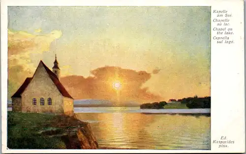14542 - Künstlerkarte - Kapelle am See , Chapelle au lac , signiert Eduard Kasparides - nicht gelaufen