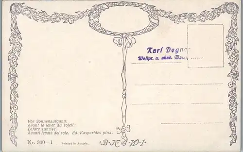 14549 - Künstlerkarte - Vor Sonnenuntergang , Avant le lever du soleil , signiert Eduard Kasparides - nicht gelaufen