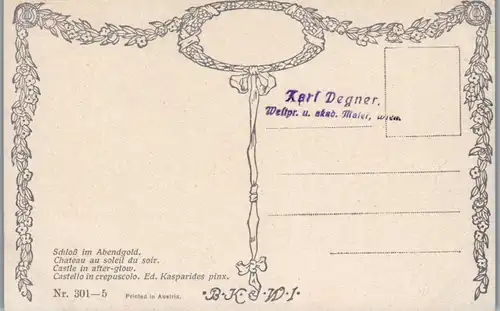 14551 - Künstlerkarte - Schloß im Abendgold , Chateau au soleil du soir , Eduard Kasparides - nicht gelaufen
