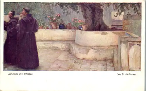 14574 - Künstlerkarte - Eingang ins Kloster , signiert Leo B. Eichhorn - nicht gelaufen