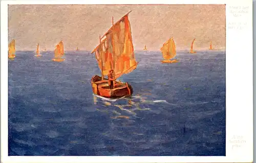 14585 - Künstlerkarte - Abend am Ägeischen Meer , Soir a la mer Egee , Alfeo Agentieri - nicht gelaufen
