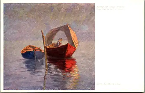 14588 - Künstlerkarte - Abend am Lago d'Isico , Soir sur le lac d'Isico , Alfeo Agentieri - nicht gelaufen