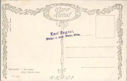 14593 - Künstlerkarte - Heimwärts , En retour , signiert Josef Straka - nicht gelaufen