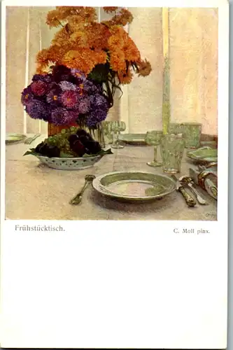 14642 - Künstlerkarte - Frühstücktisch , signiert C. Moll - nicht gelaufen