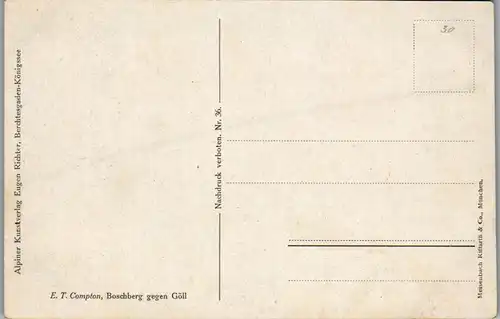 14661 - Künstlerkarte - Boschberg gegen Göll , signiert E. T. Compton - nicht gelaufen